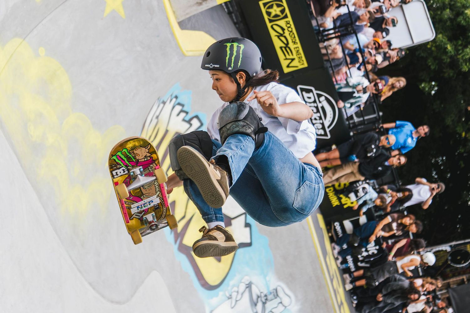 Skateboarders perform at the 2026 Rockstar Energy Open competition in Portland Oregon.