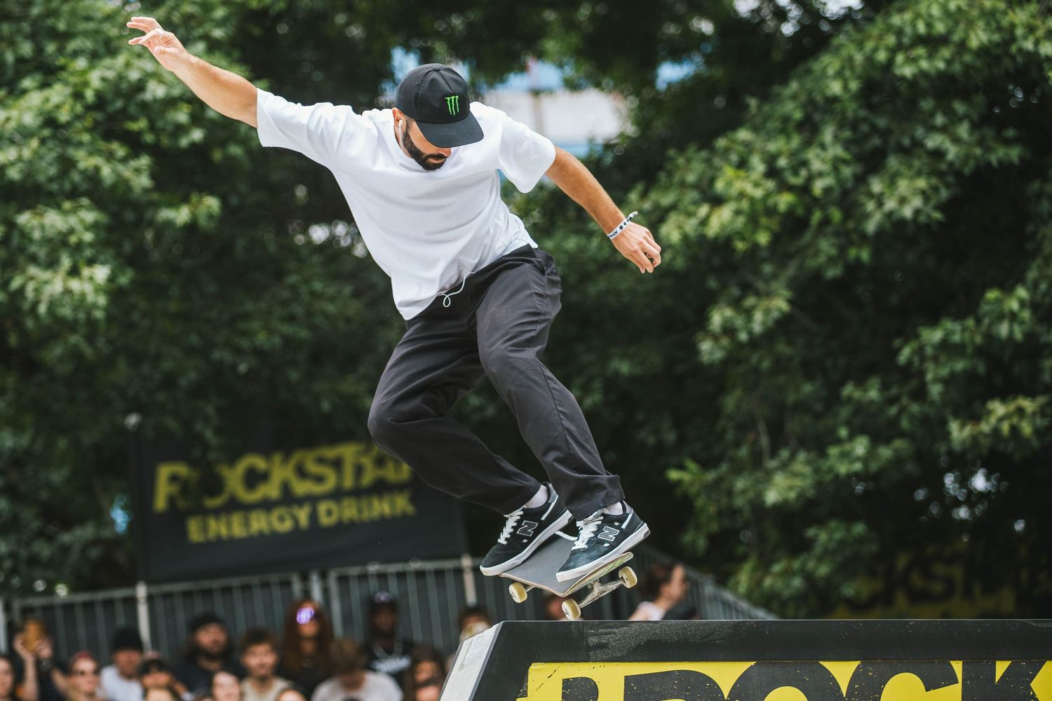 Skateboarders perform at the 2026 Rockstar Energy Open competition in Portland Oregon.
