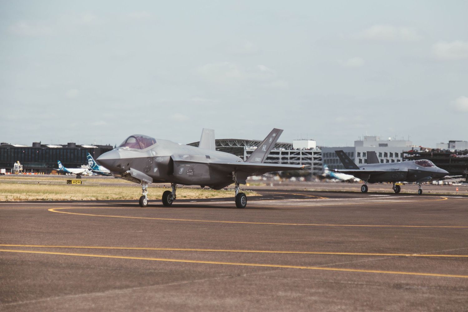 F-35 Lighting II taxiing at Portland Air National Guard Base.