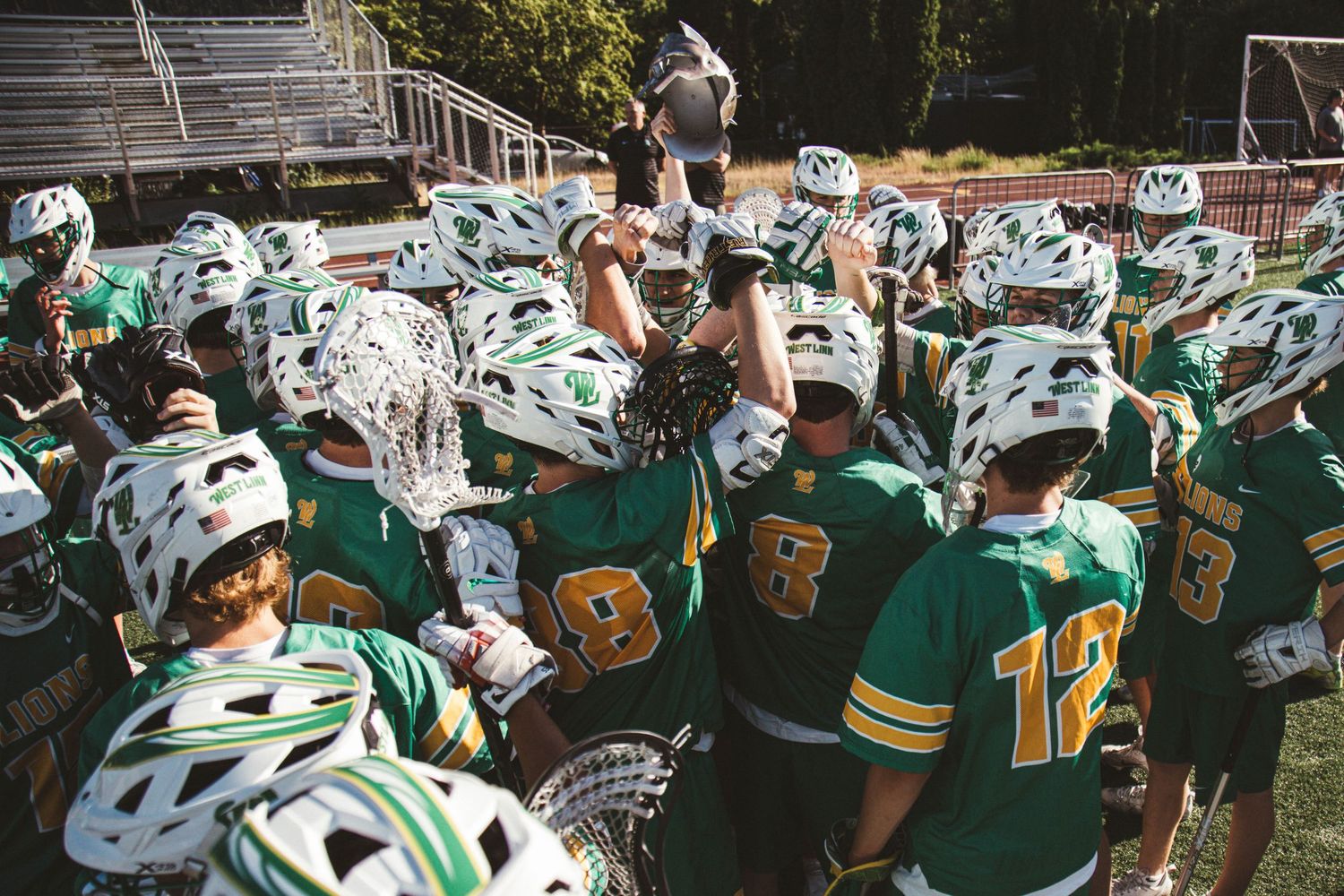 West Linn Lions Varsity Lacrosse fighting for a title at Lake Oswego High School in Oregon.