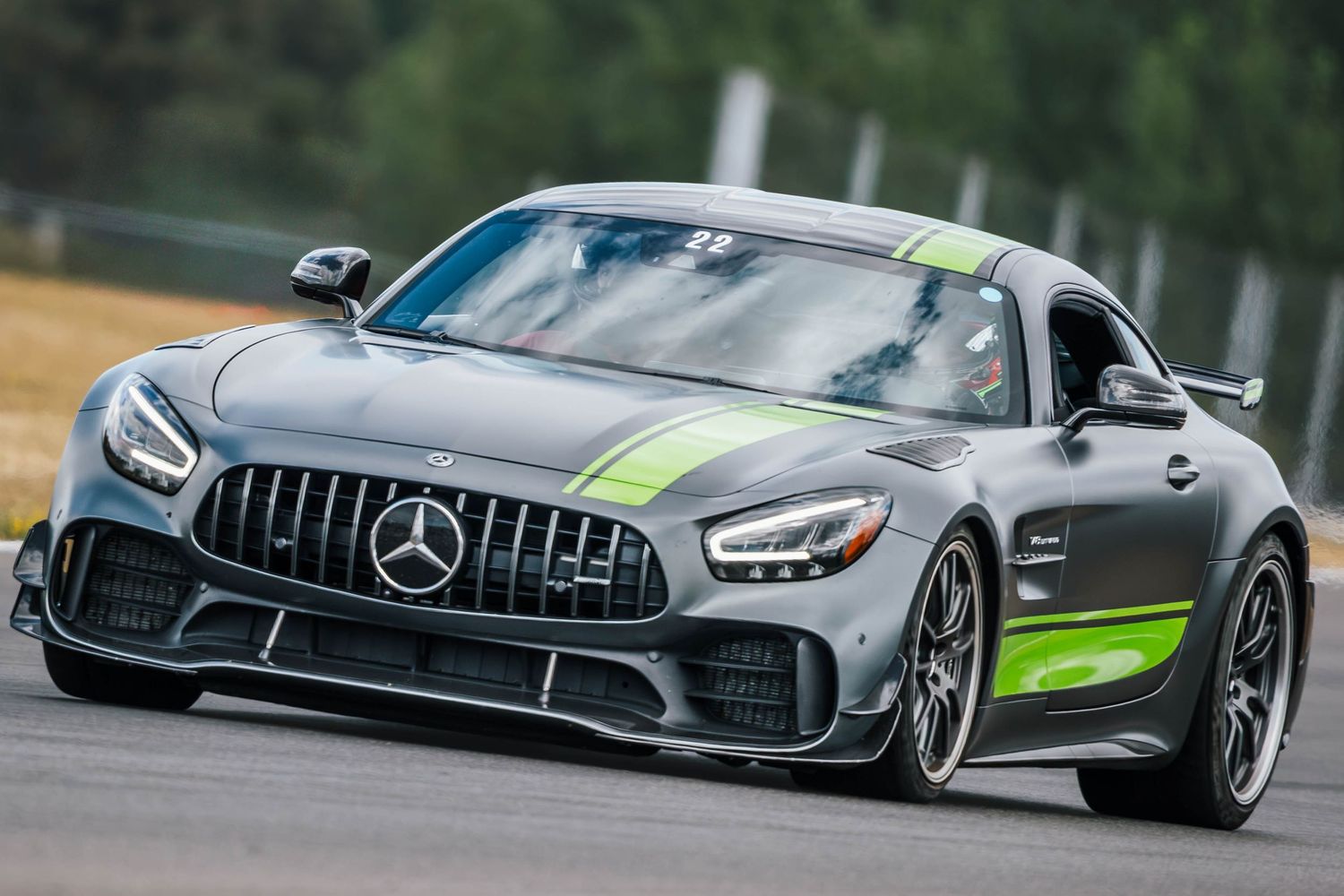 Mercedes AMG GT on a hot-lap at Portland International Raceway during the Taste of Motorsports Track Event.