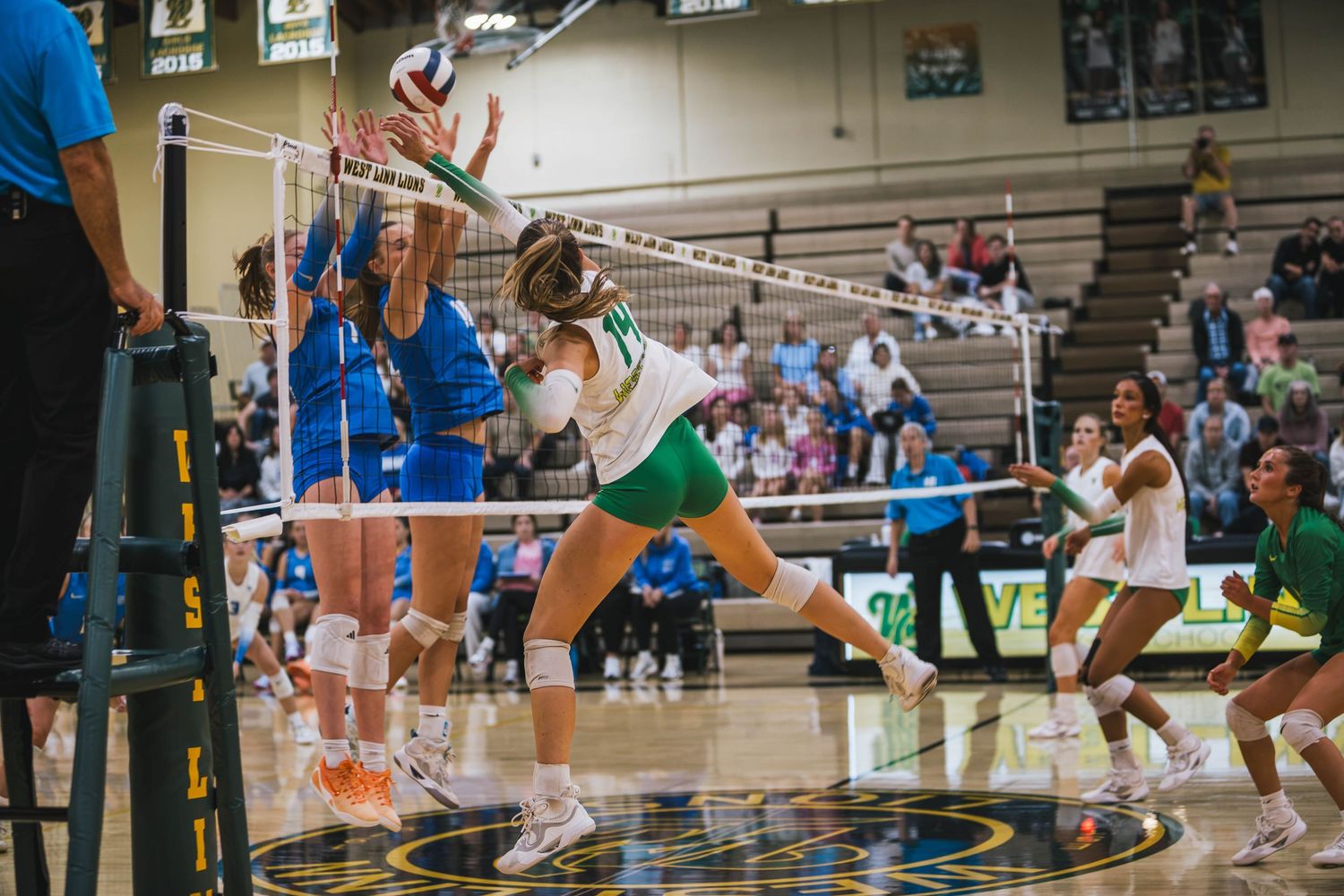 Photos of West Linn Varsity Girls Volleyball game against Grant High School at West Linn High School in Oregon.