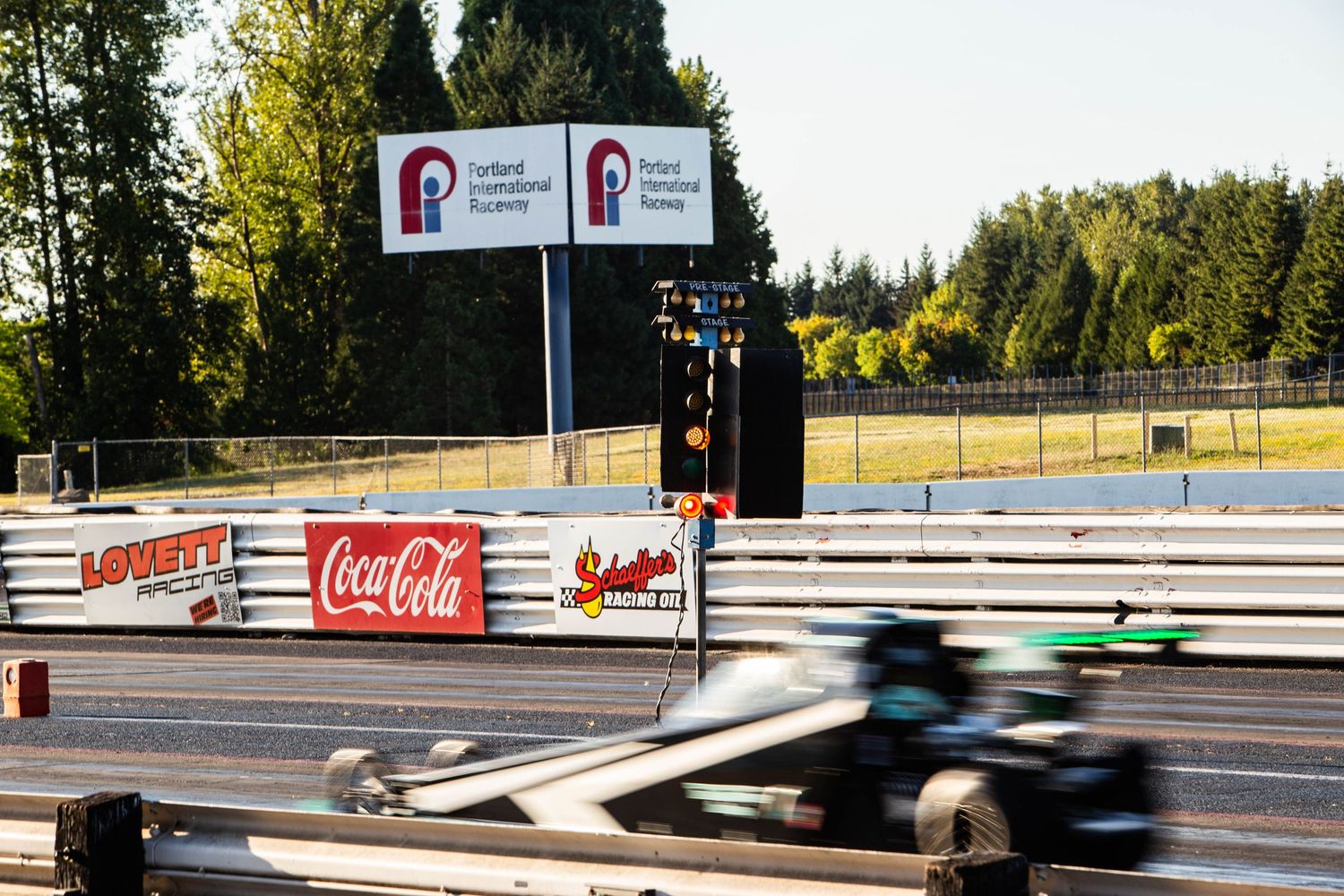 Drag racing at Portland International Raceway in Portland Oregon.