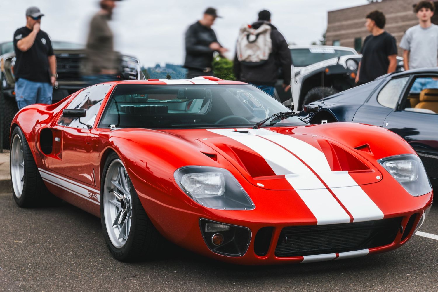 Ford GT-40 at Portland Cars and Coffee in red.