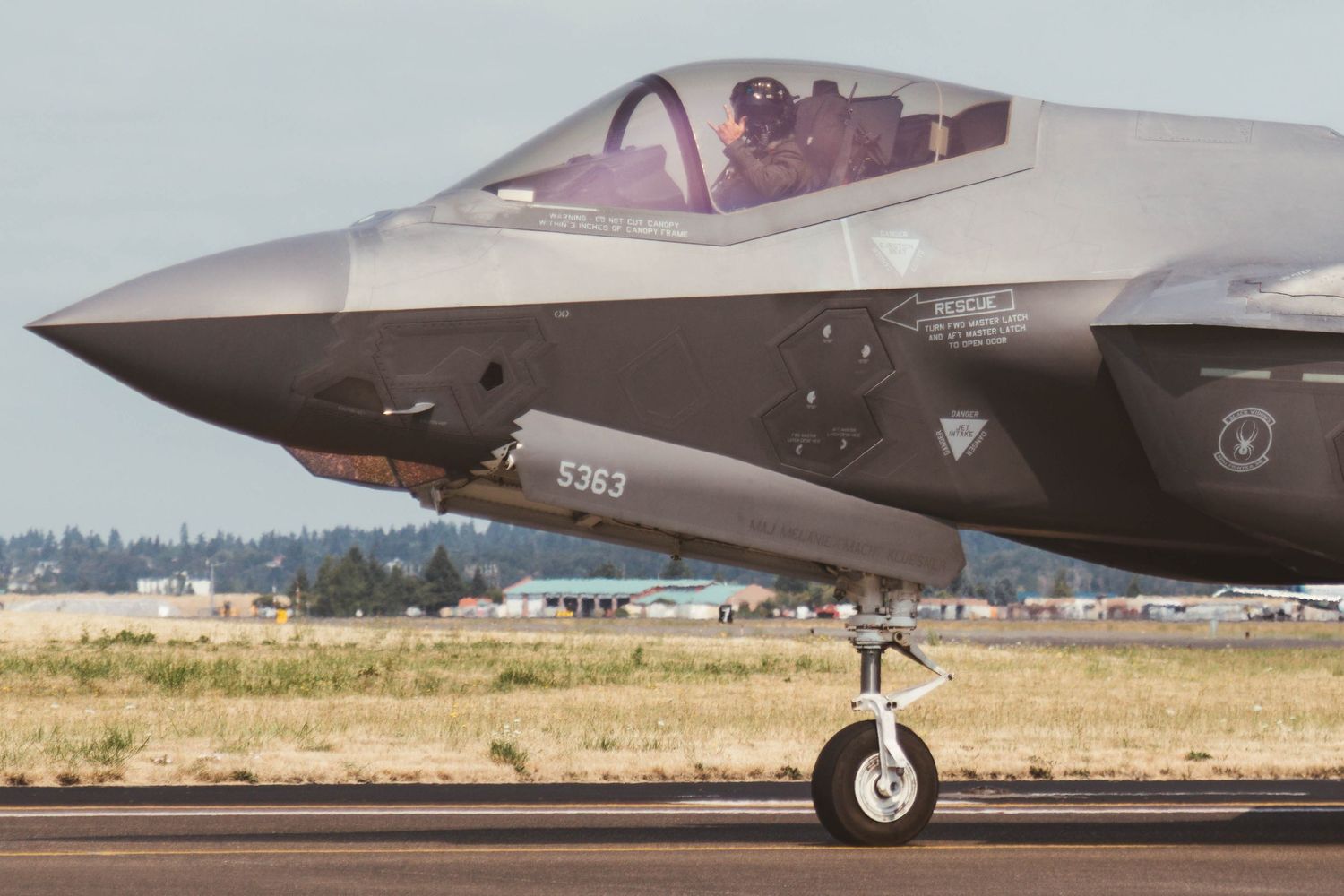 F-35 Lighting II taxiing at Portland Air National Guard Base.