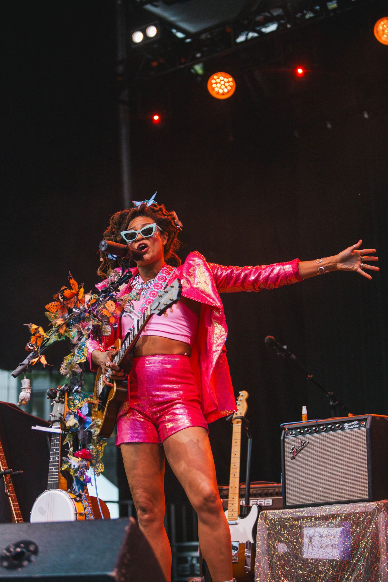 Concert photography featuring Valerie June at Pioneer Courthouse Square in Portland Oregon.