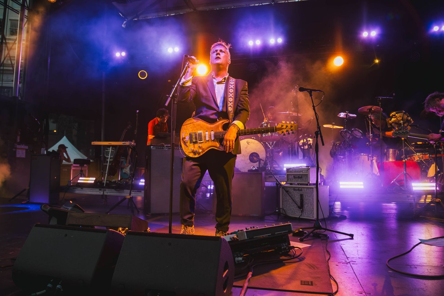 Concert photography featuring Modest Mouse at Pioneer Courthouse Square in Portland Oregon.