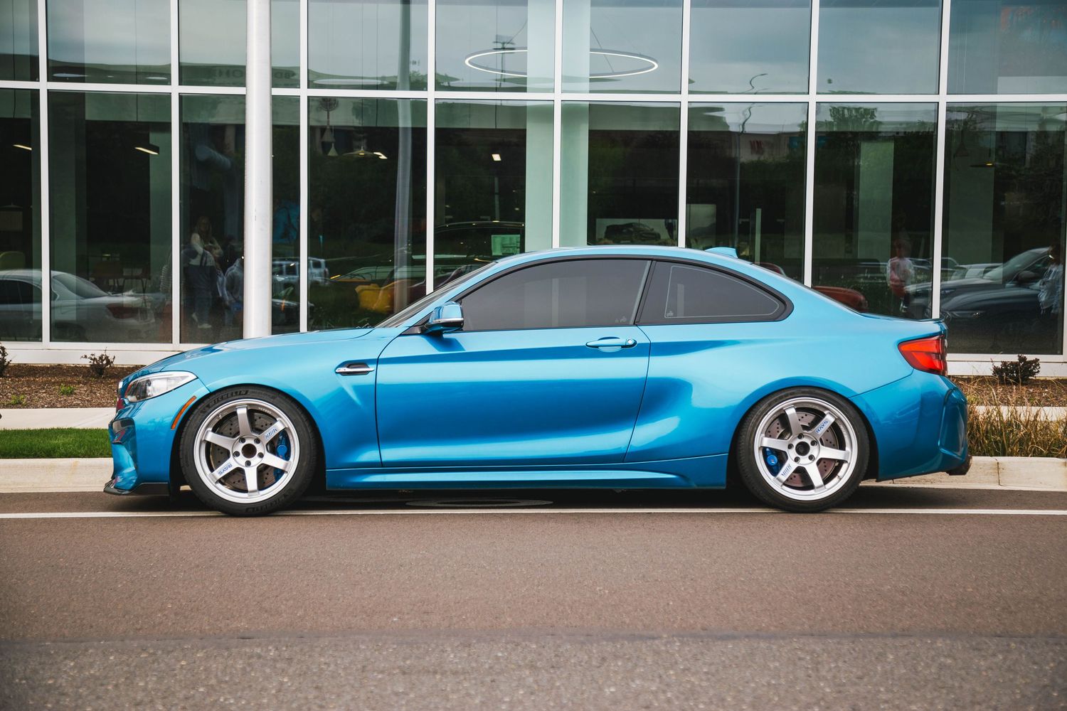 BMW M2 in blue at BMW Cars and Coffee in Portland Oregon