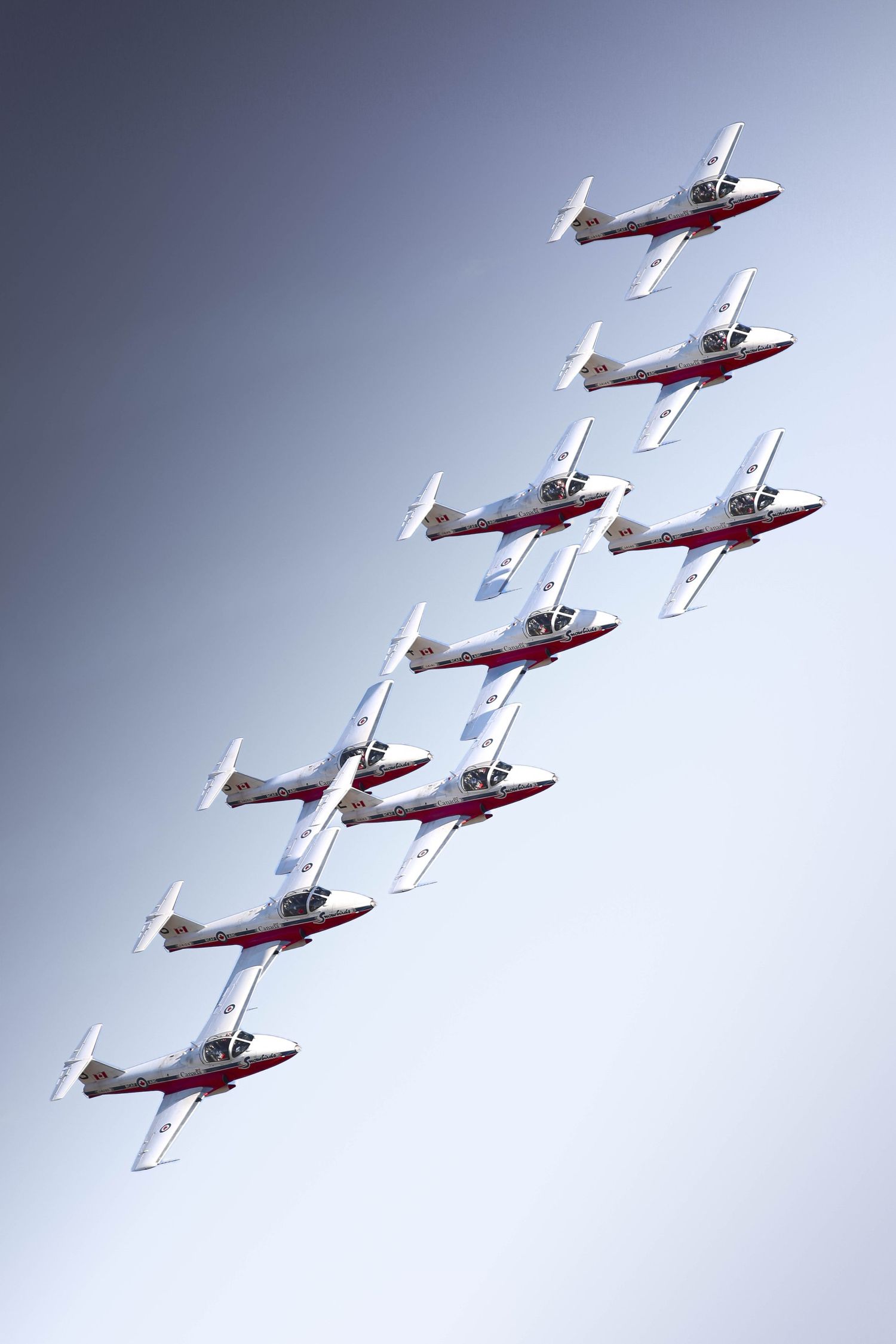 The Snowbirds flying in perfect formation at the 2025 McMinnville Air Show in McMinnville Oregon.