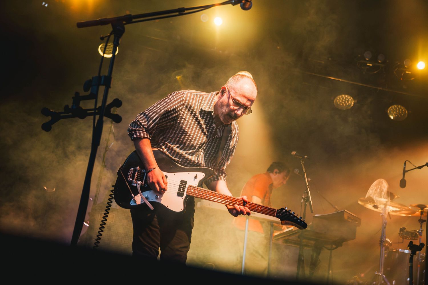 Concert photography featuring Modest Mouse at Pioneer Courthouse Square in Portland Oregon.