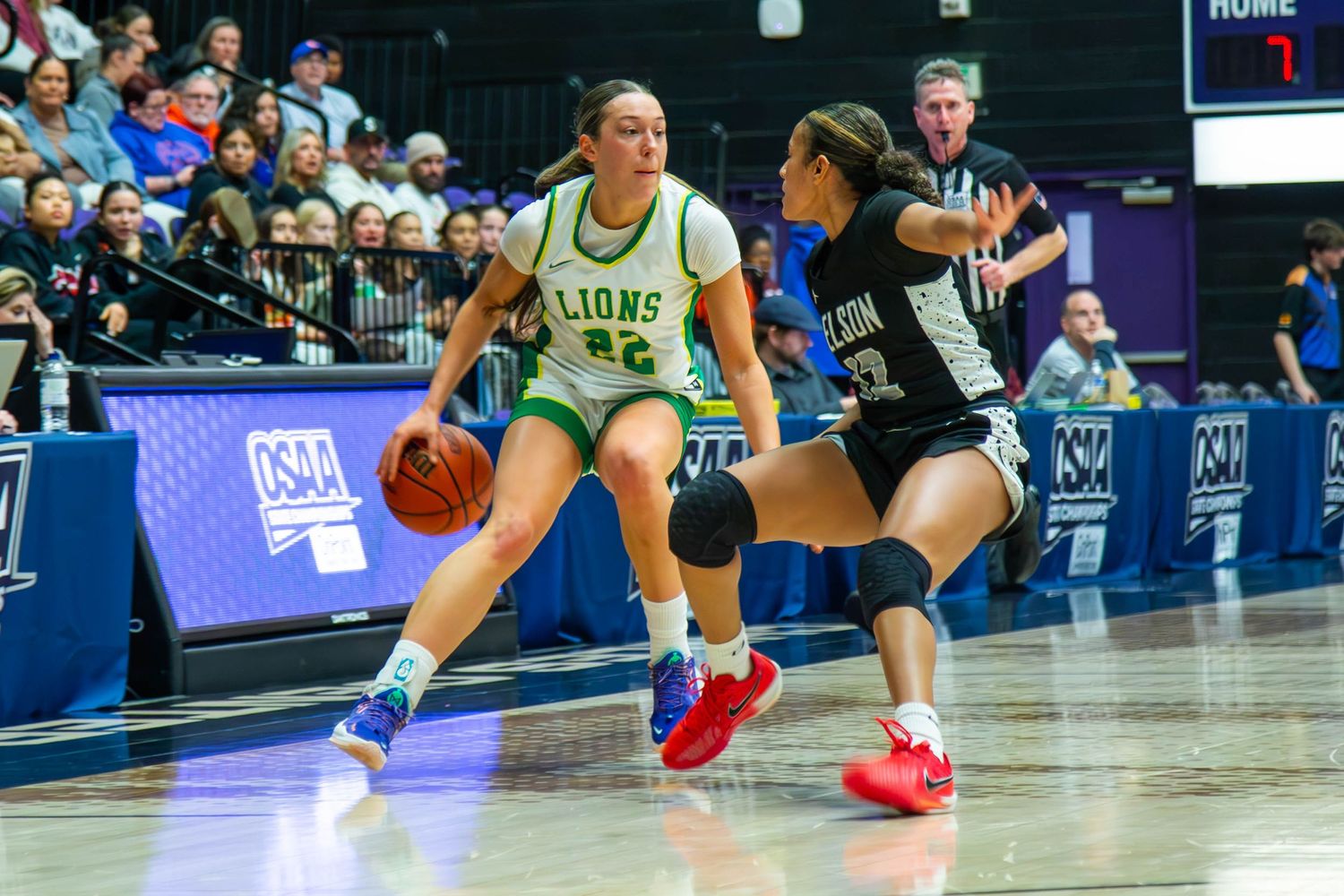 West Linn Girls Basketball competes for the 6A State Champion title at the Chiles Center in Portland Oregon.