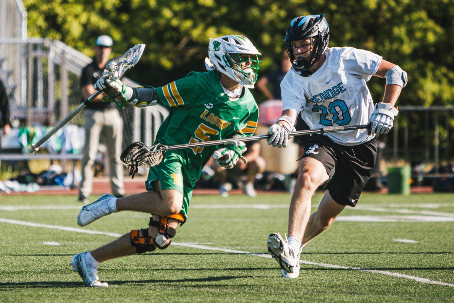 West Linn Lions Varsity Lacrosse fighting for a title at Lake Oswego High School in Oregon.
