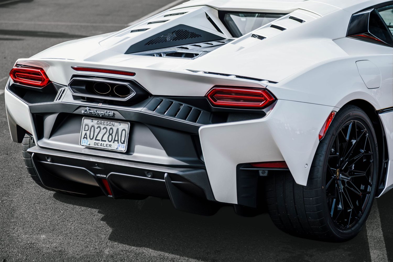 White Lamborghini Temerario at Portland International Raceway for the Taste of Motorsports track day event.