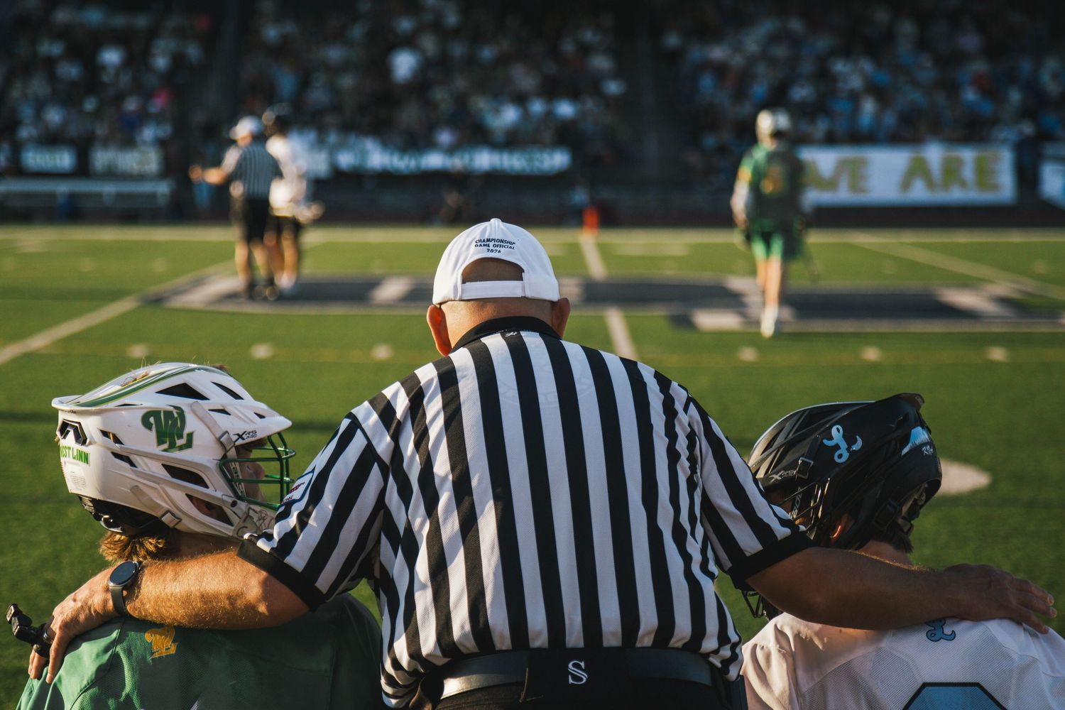 West Linn Lions Varsity Lacrosse fighting for a title at Lake Oswego High School in Oregon.