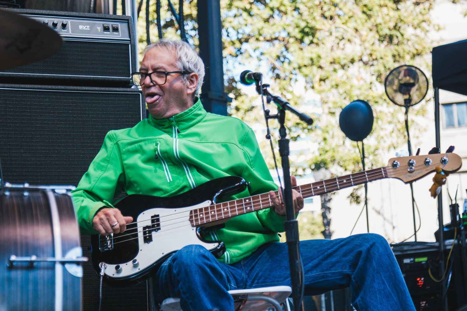 Concert photography featuring Mike Watt and the Missingmen at Pioneer Courthouse Square in Portland Oregon.