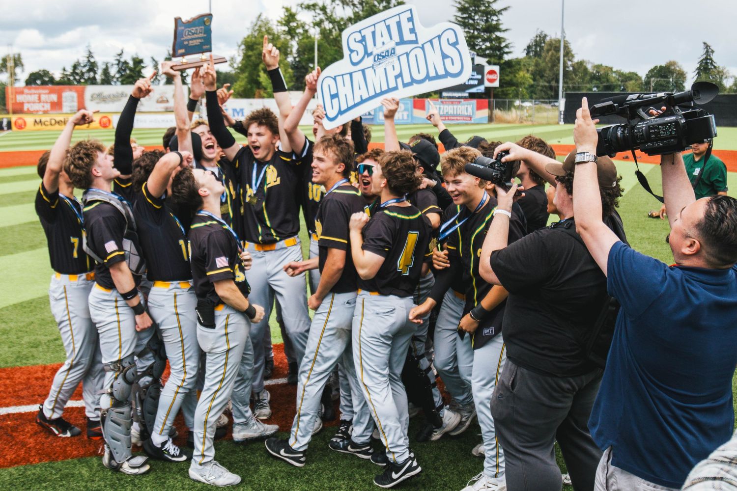 2026 State Champions: West Linn Varsity Baseball takes the trophy home after winning the division in a exciting game.