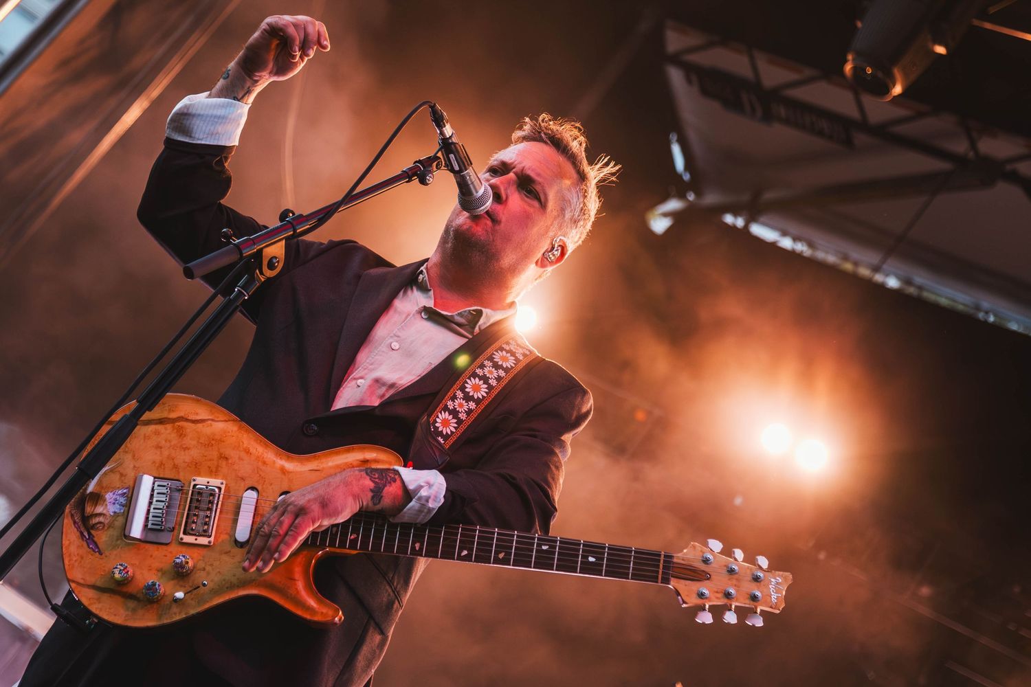 Concert photography featuring Modest Mouse at Pioneer Courthouse Square in Portland Oregon.