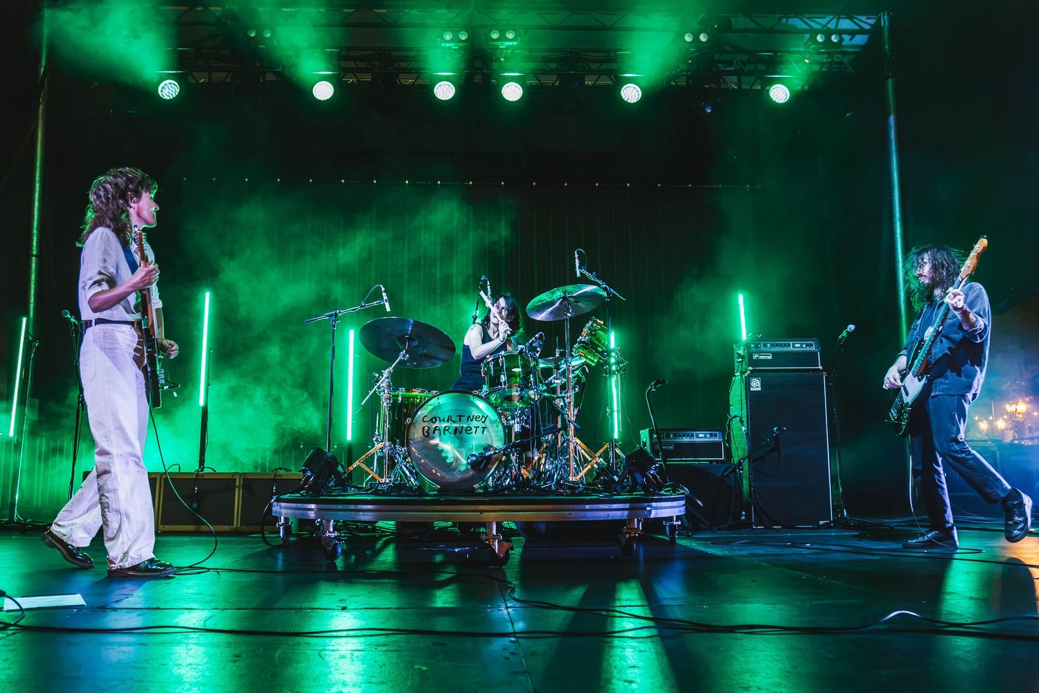 Concert photography featuring Courtney Barnett at Pioneer Courthouse Square in Portland Oregon.
