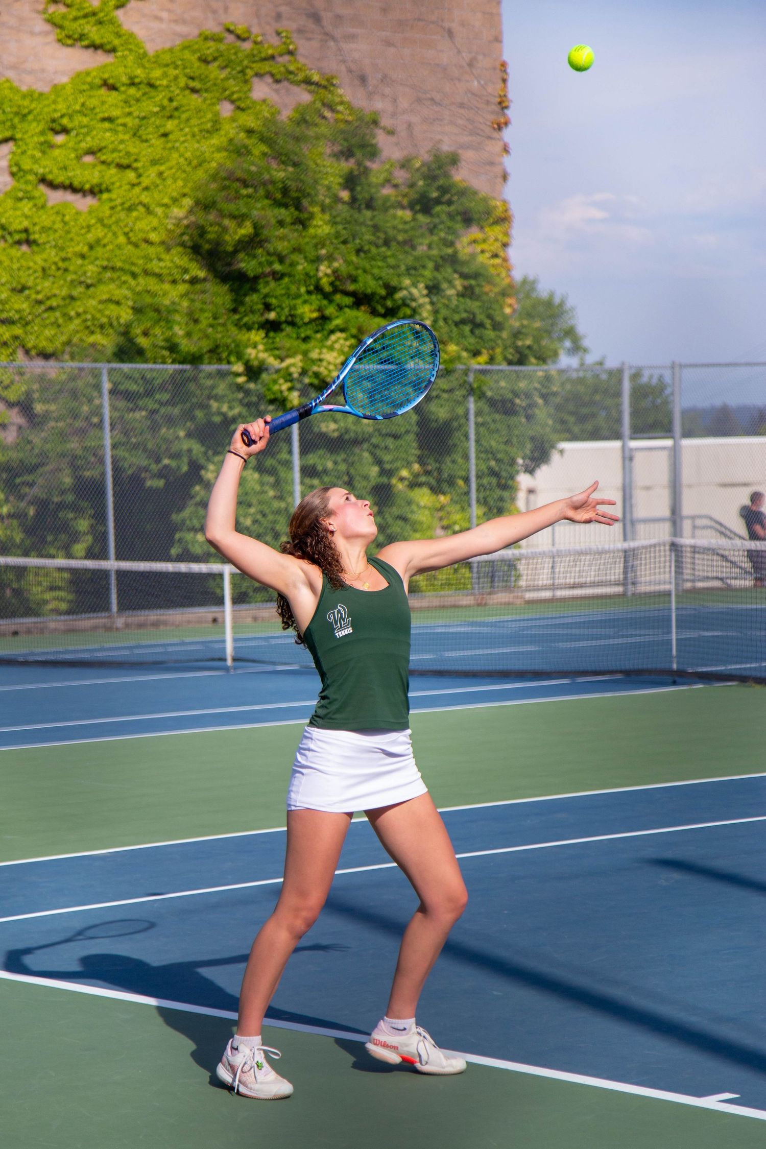 West Linn Varsity Girls Tennis competes against Tualatin at West Linn High School.