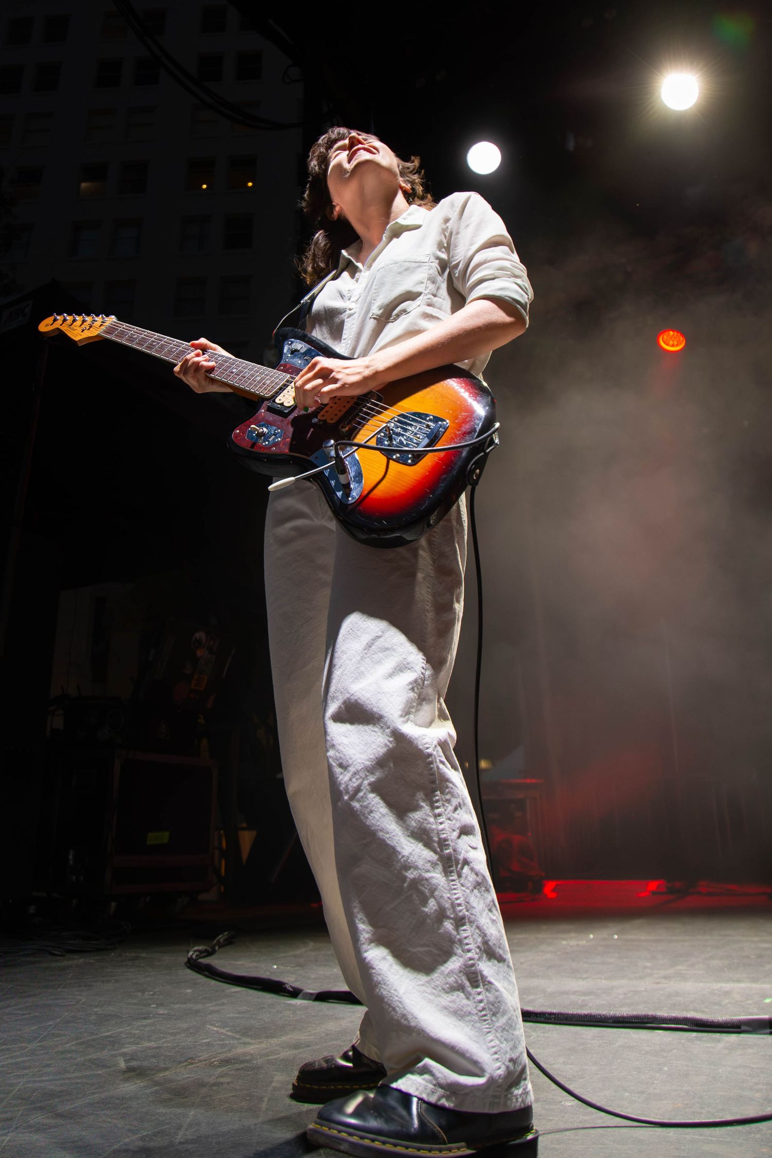 Concert photography featuring Courtney Barnett at Pioneer Courthouse Square in Portland Oregon.