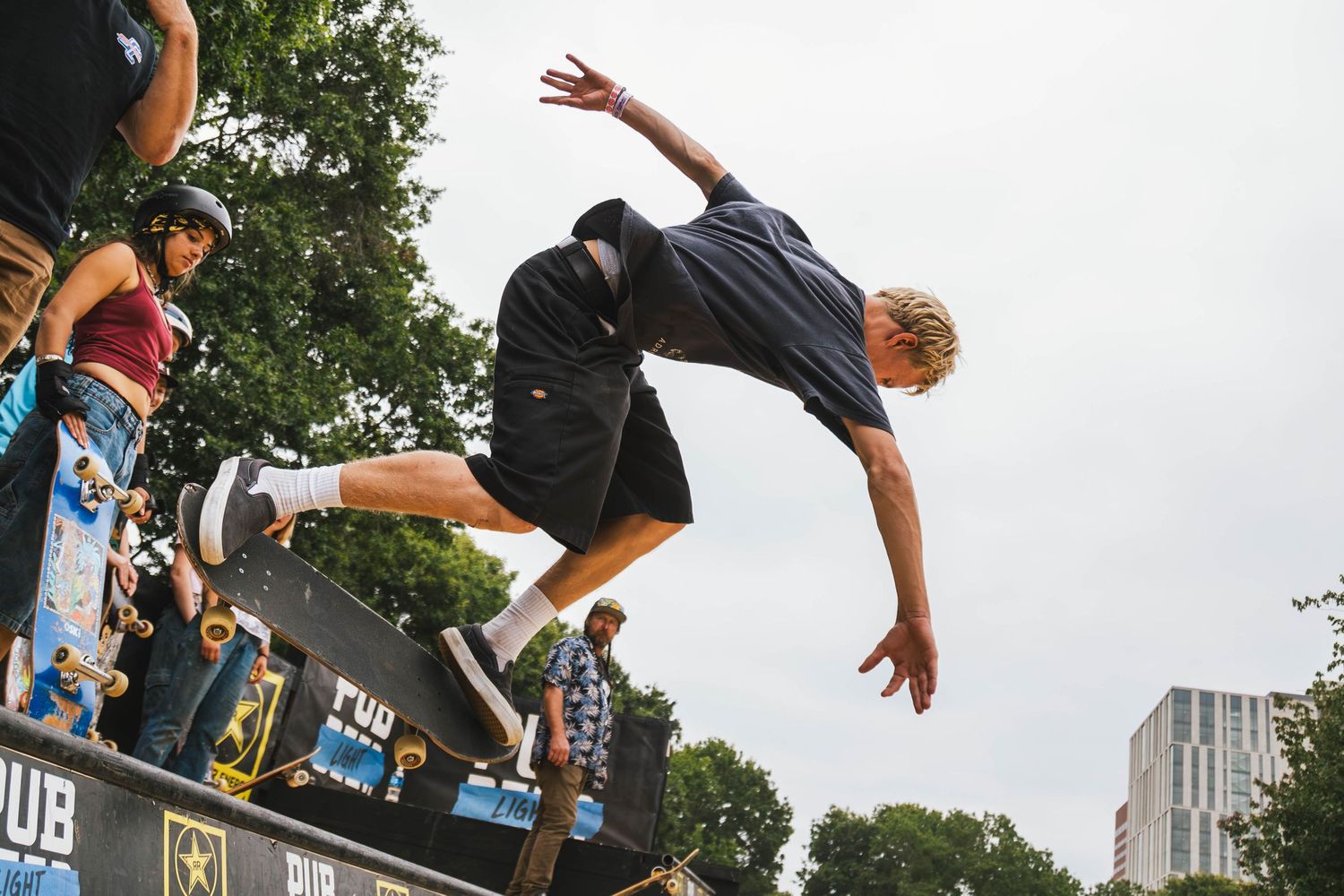 Skateboarders perform at the 2026 Rockstar Energy Open competition in Portland Oregon.