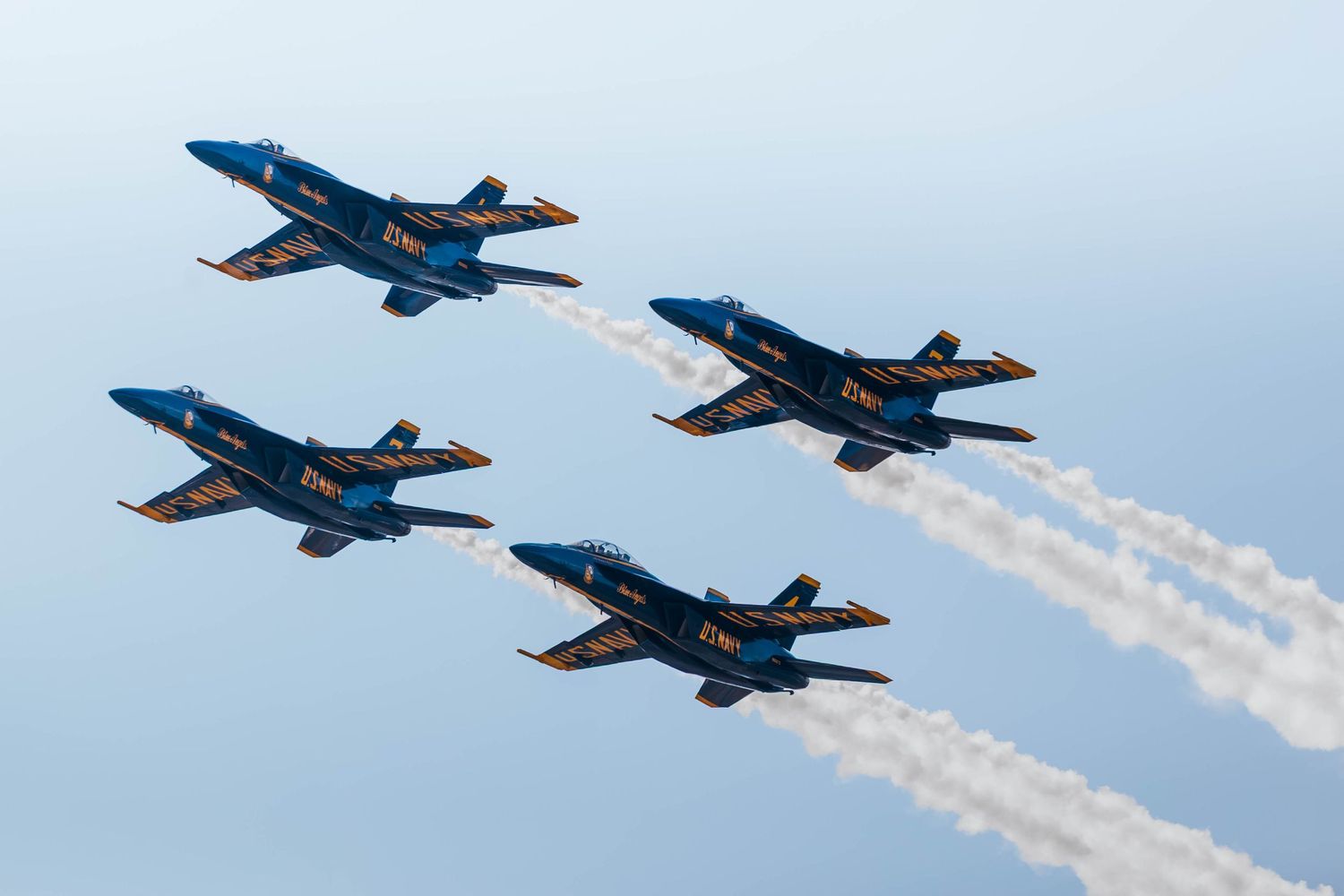 The U.S. Navy Blue Angels perform stunts and maneuvers over a stunned crowd at the 2026 McMinnville Air Show in McMinnville Oregon.