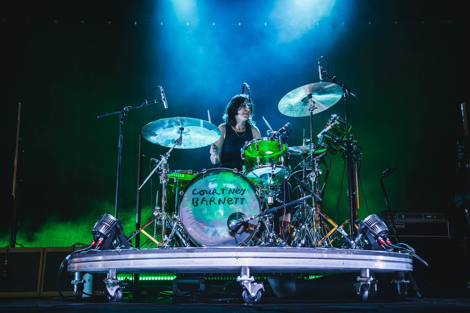 Concert photography featuring Courtney Barnett at Pioneer Courthouse Square in Portland Oregon.