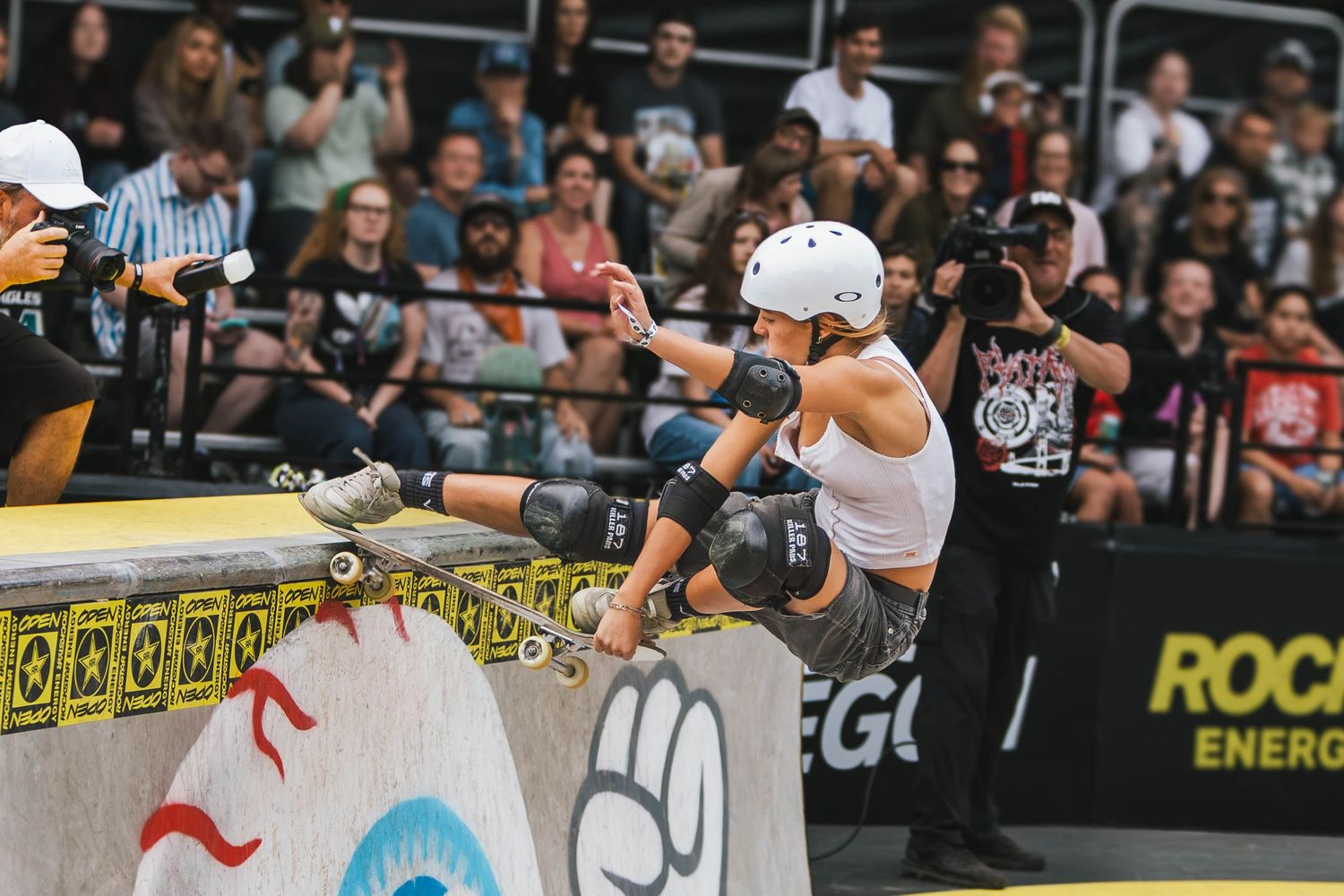 Photo of skateboarder performing at the 2026 Rockstar Energy Open in Portland Oregon.