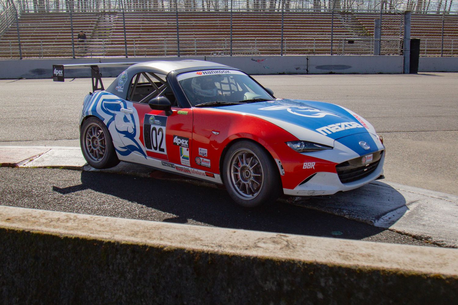 Sports Car Club of America featuring a race spec Miata competes laps at Portland International Raceway.