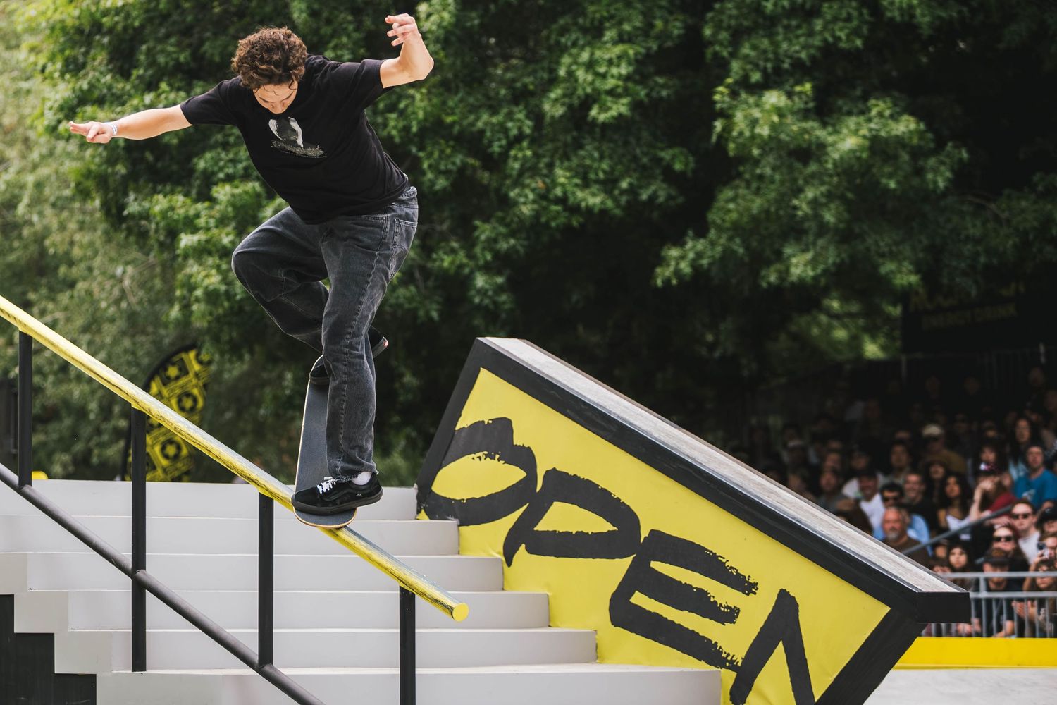 Skateboarders perform at the 2026 Rockstar Energy Open competition in Portland Oregon.