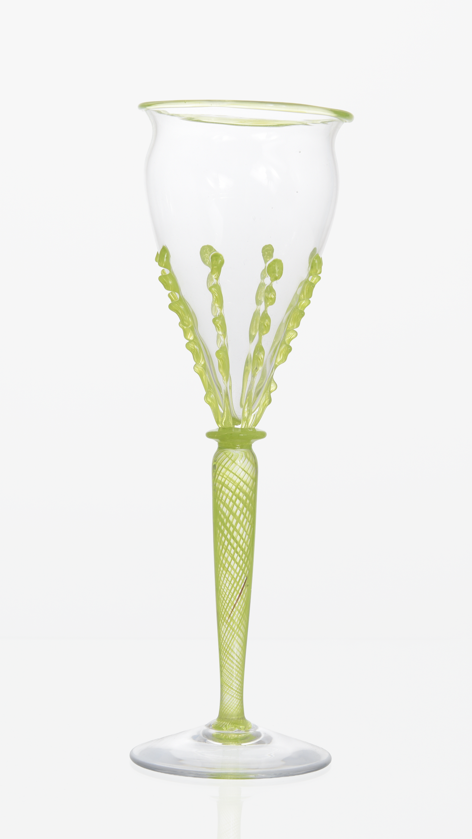 Blown glass with color decoration