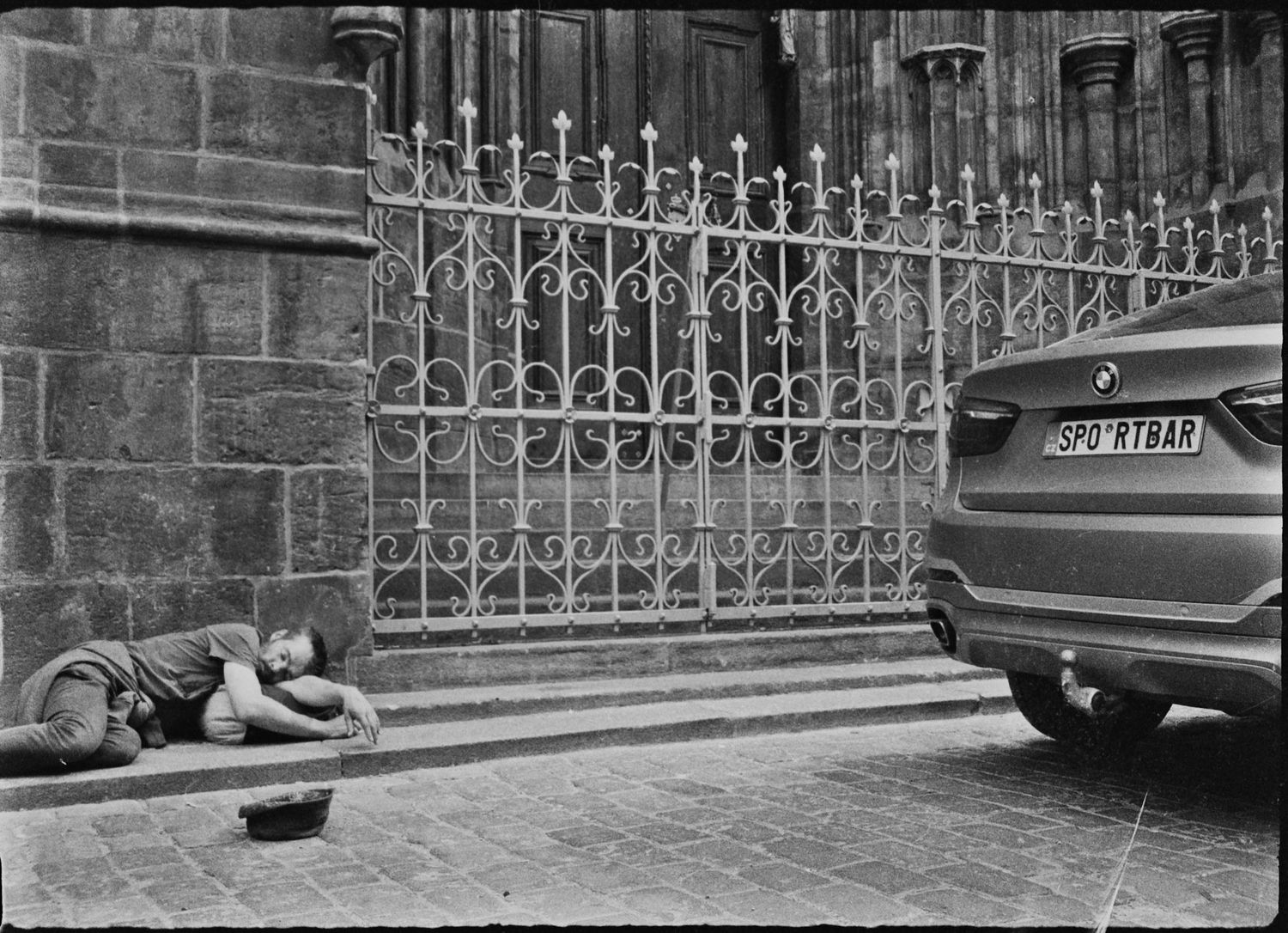 In front of the church