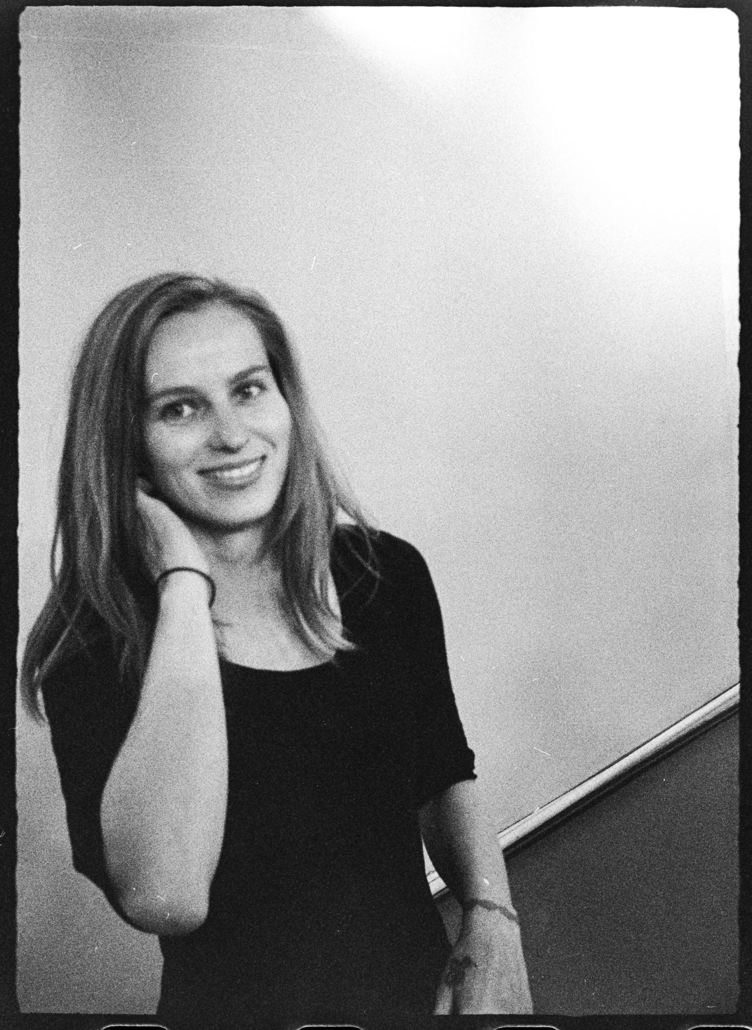 Black and white portrait of a girl posing
