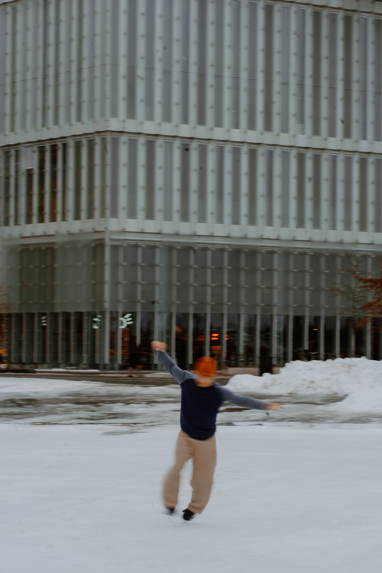 Ice Skating Outside Oslo Library