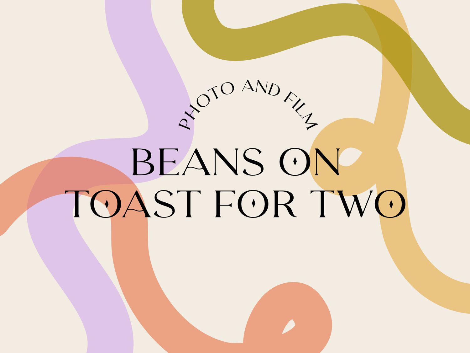 Elegant wedding photography and film brand logo for Beans on Toast for Two with colorful abstract design.