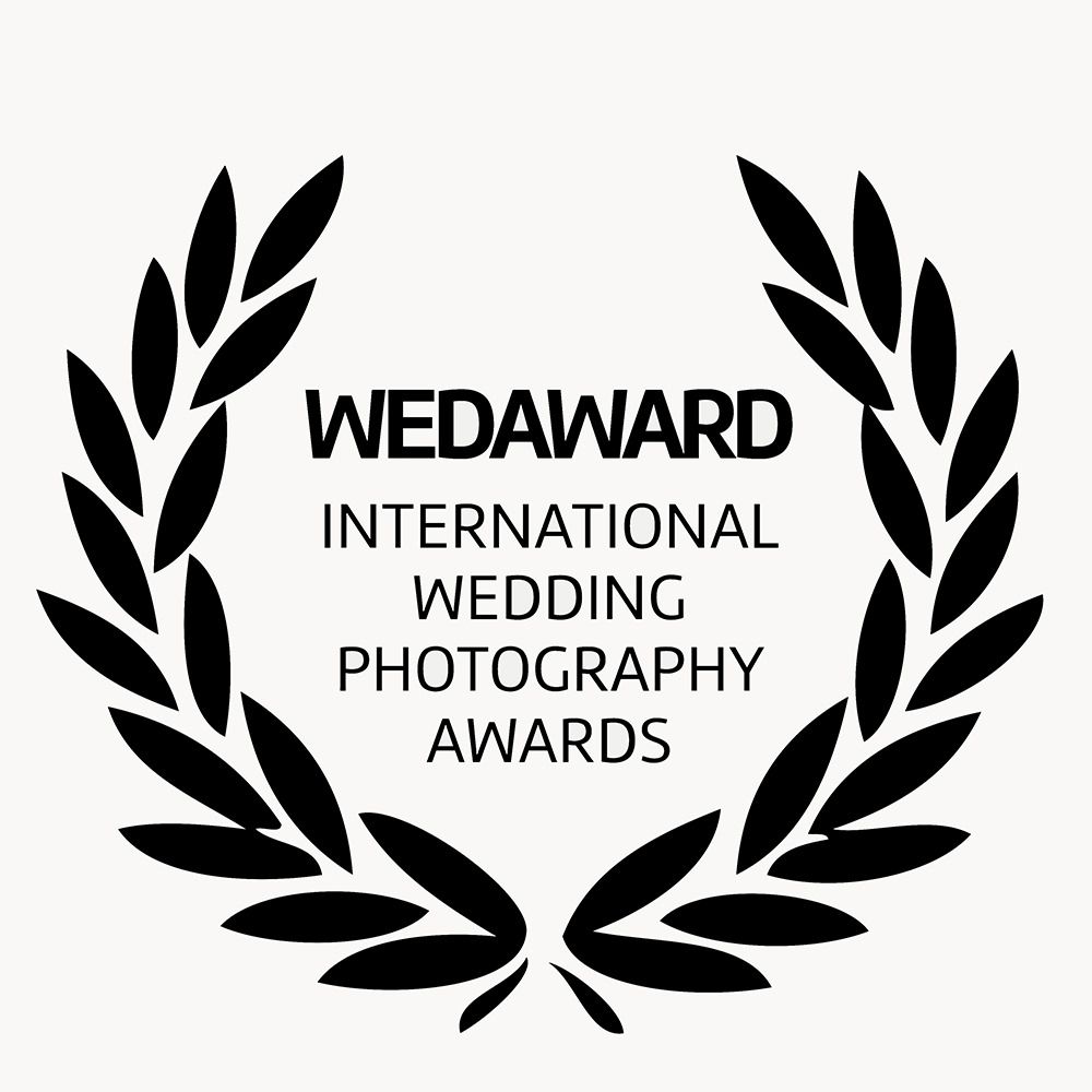 Collection of black laurel wreath award logos for wedding photography.