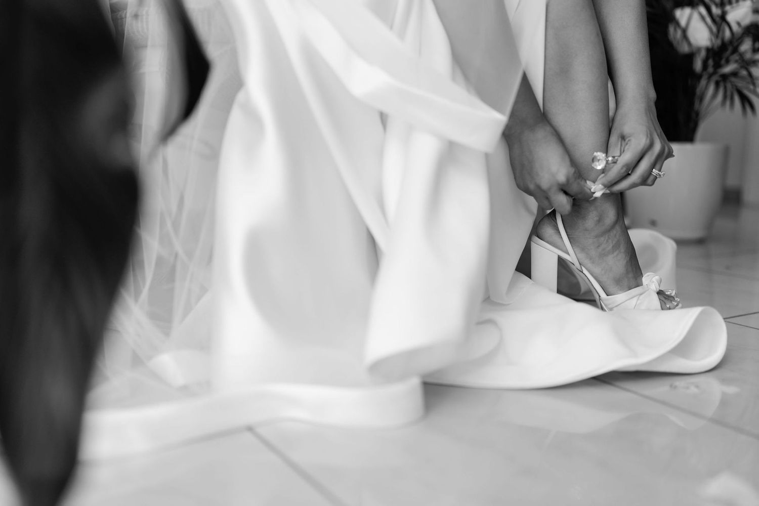 Close-up shots of someone getting ready with makeup and beauty preparations.