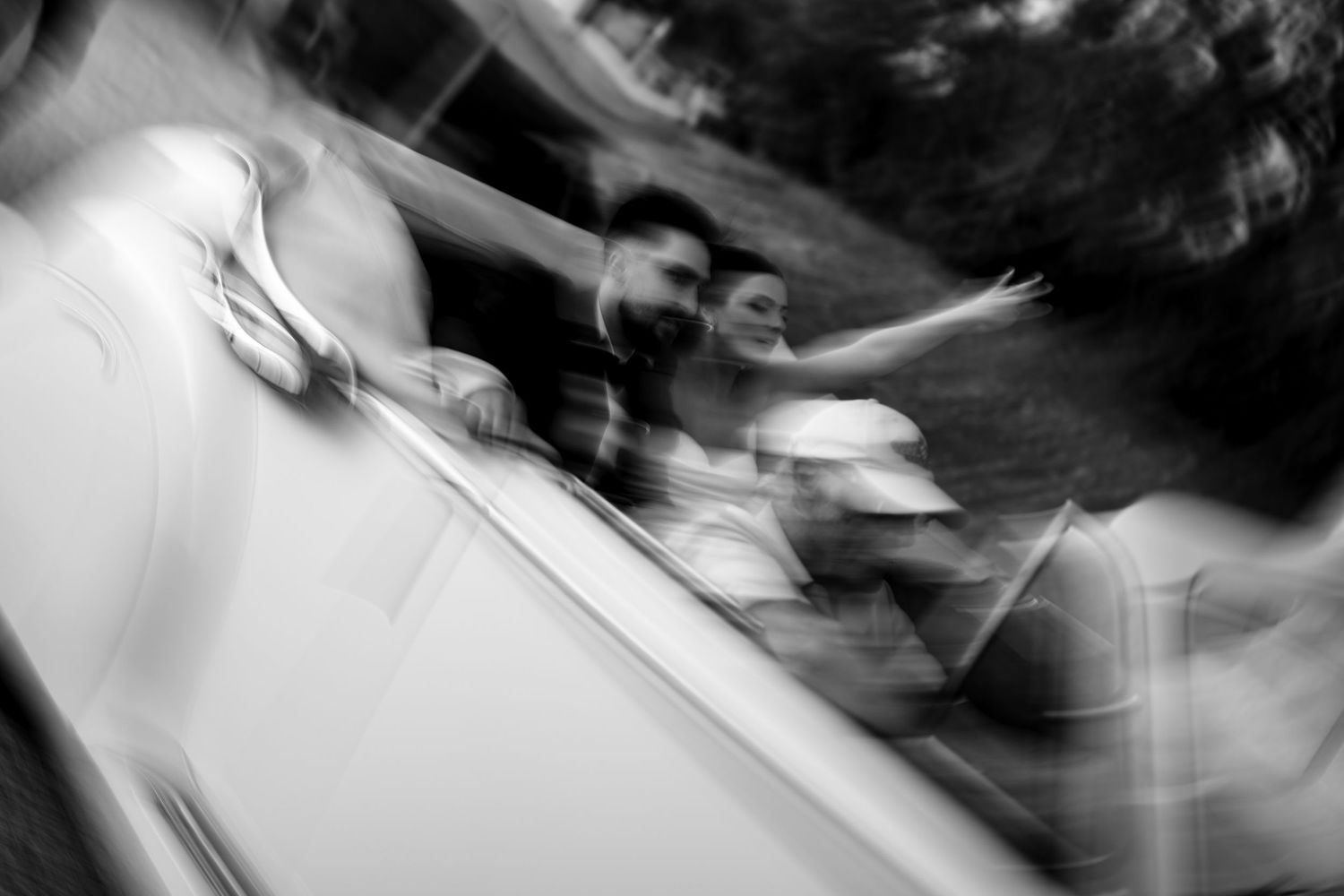 Abstract motion blur of wedding couple creating artistic effect.