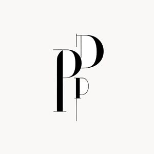 Minimalist black and white letter P designs showing different typographic styles.