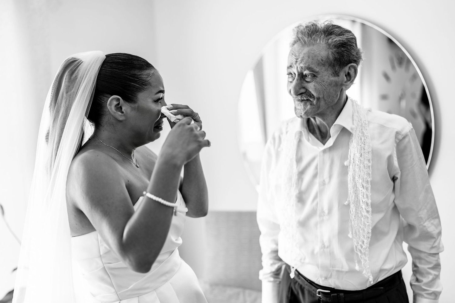 Series of candid emotional moments captured during a wedding celebration.