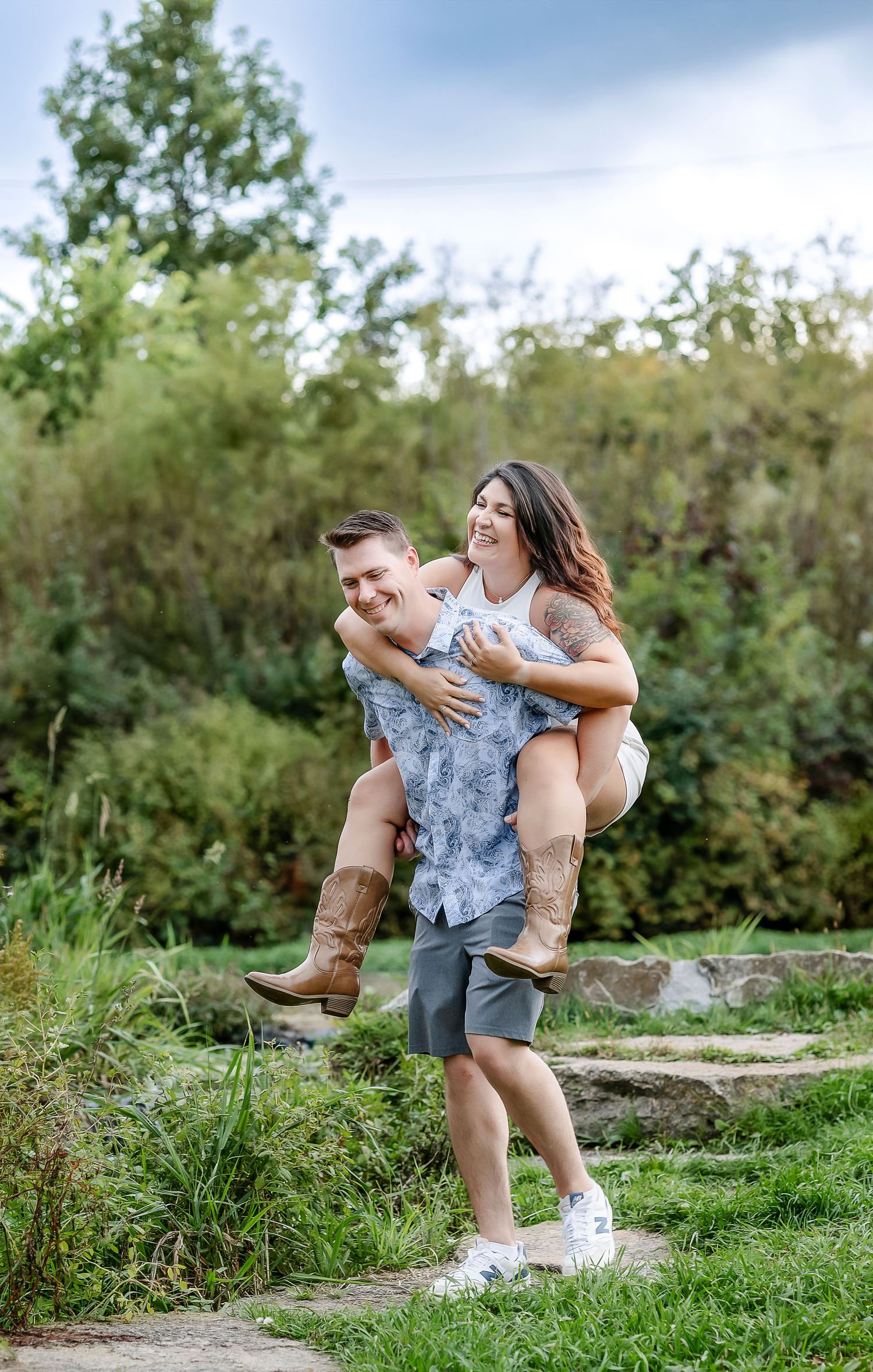 Women getting a piggyback ride from man