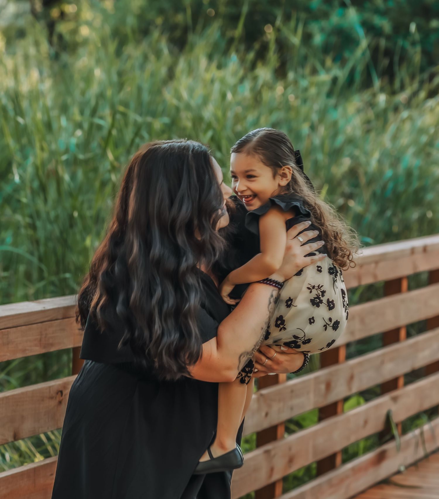 Mother and daughter hugging