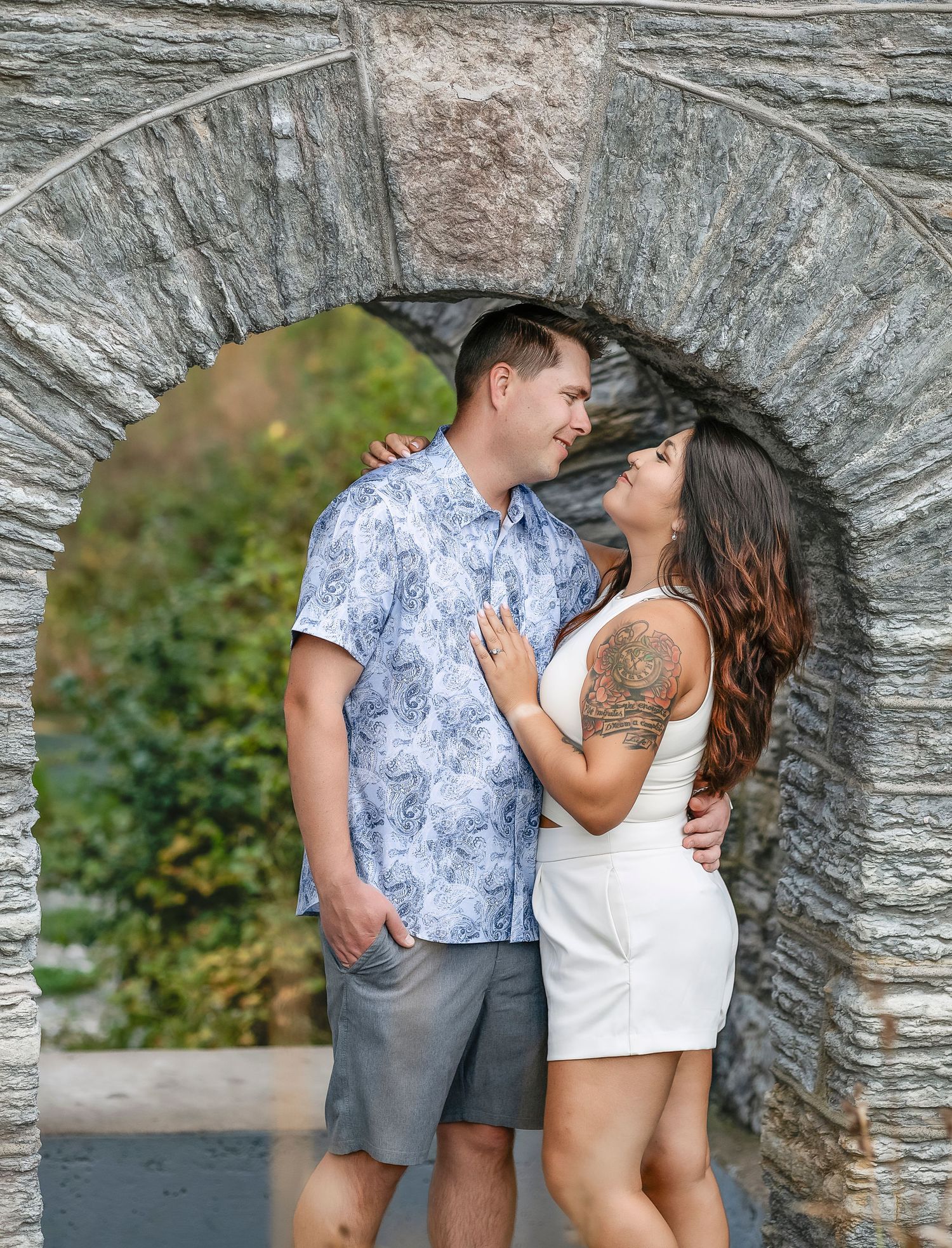 Woman and man staring into each others eyes