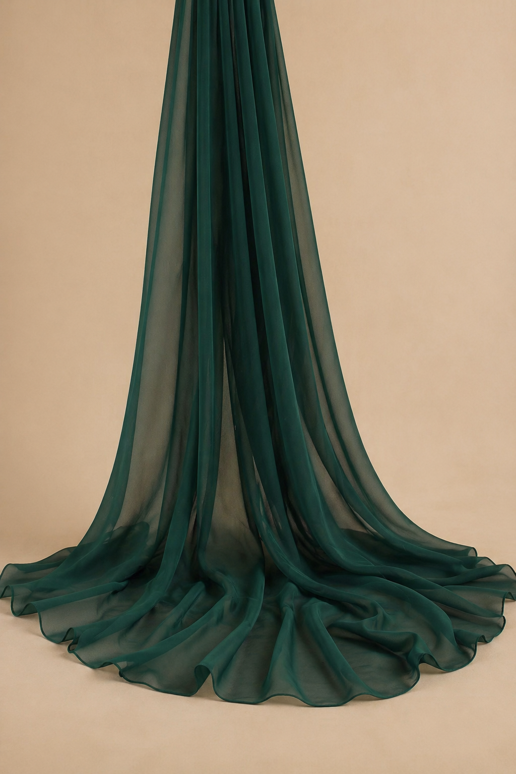 Elegant emerald green chiffon fabric,perfect for maternity or any occasion.