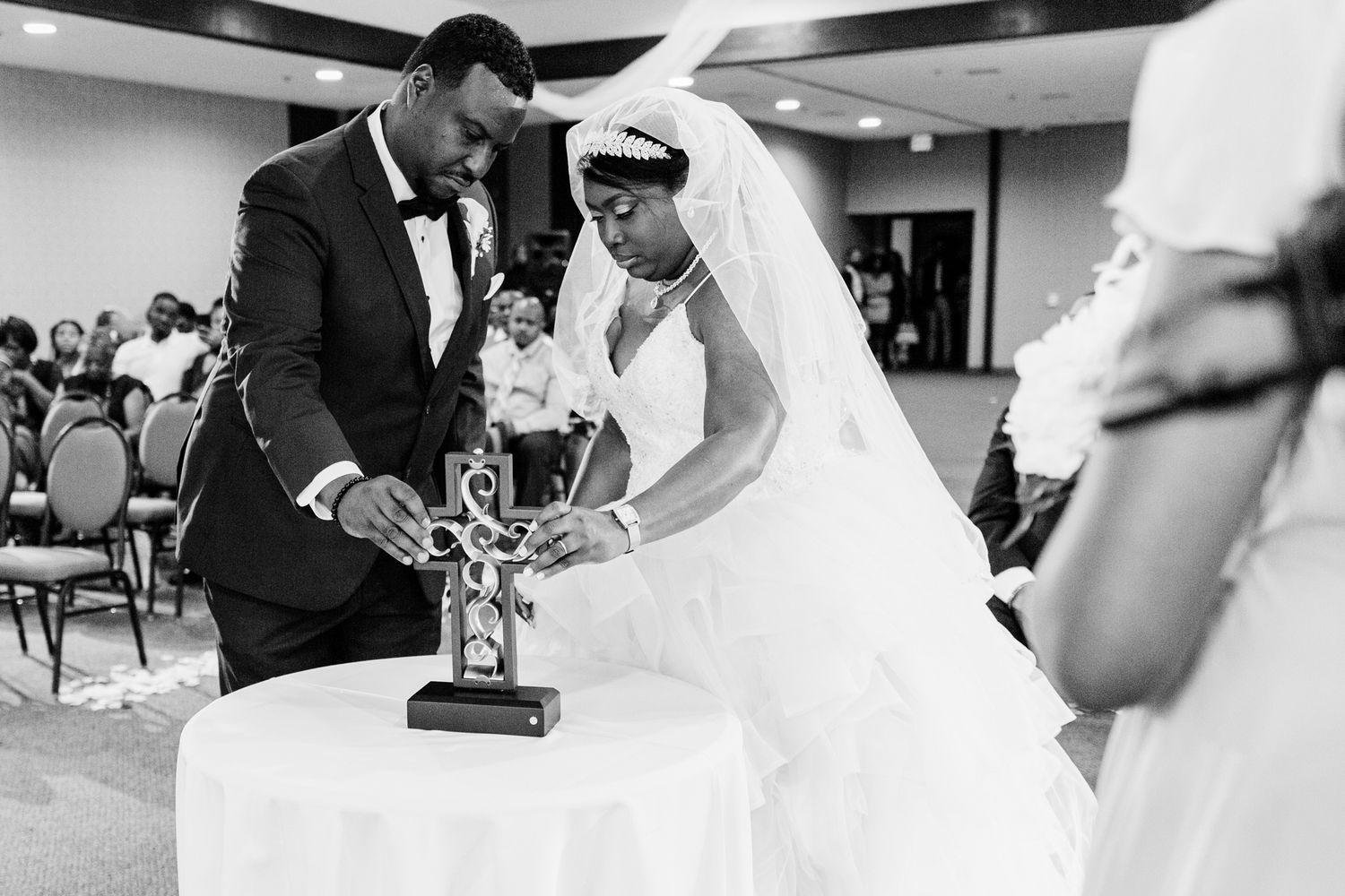 Authentic emotional ceremony moment by Greensboro documentary wedding photographer