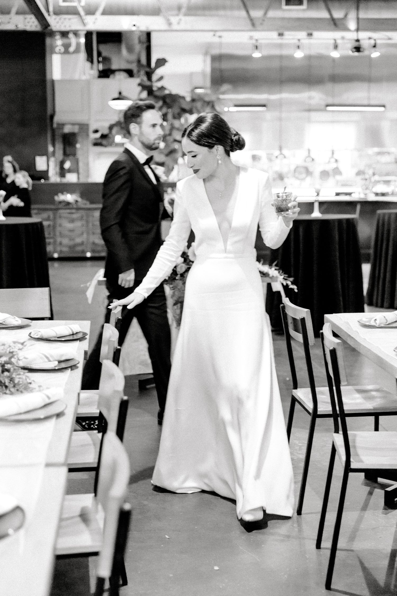 Documentary wedding photography of intimate reception room reveal