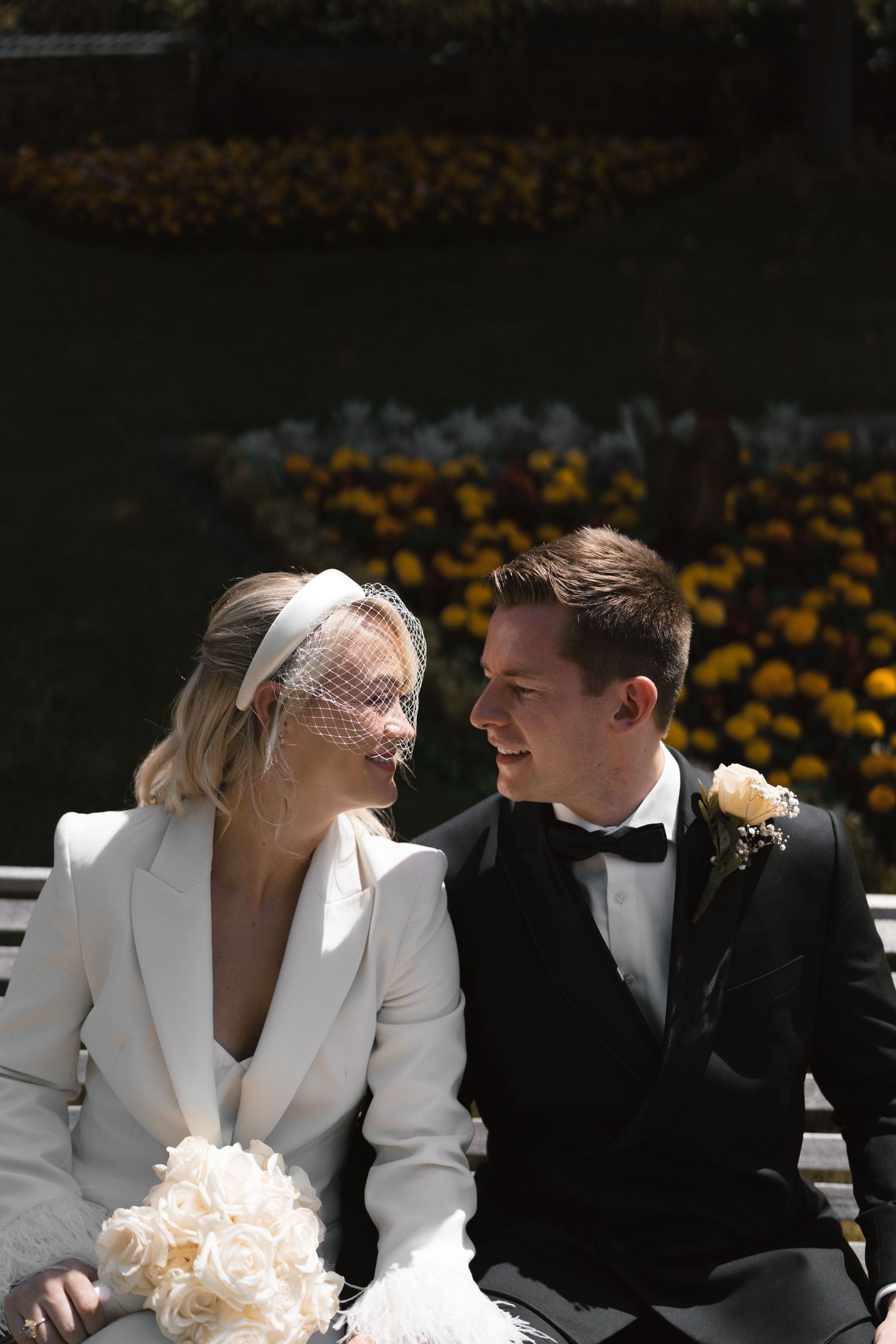 Bride and groom editorial portrait. Guildford Castle wedding