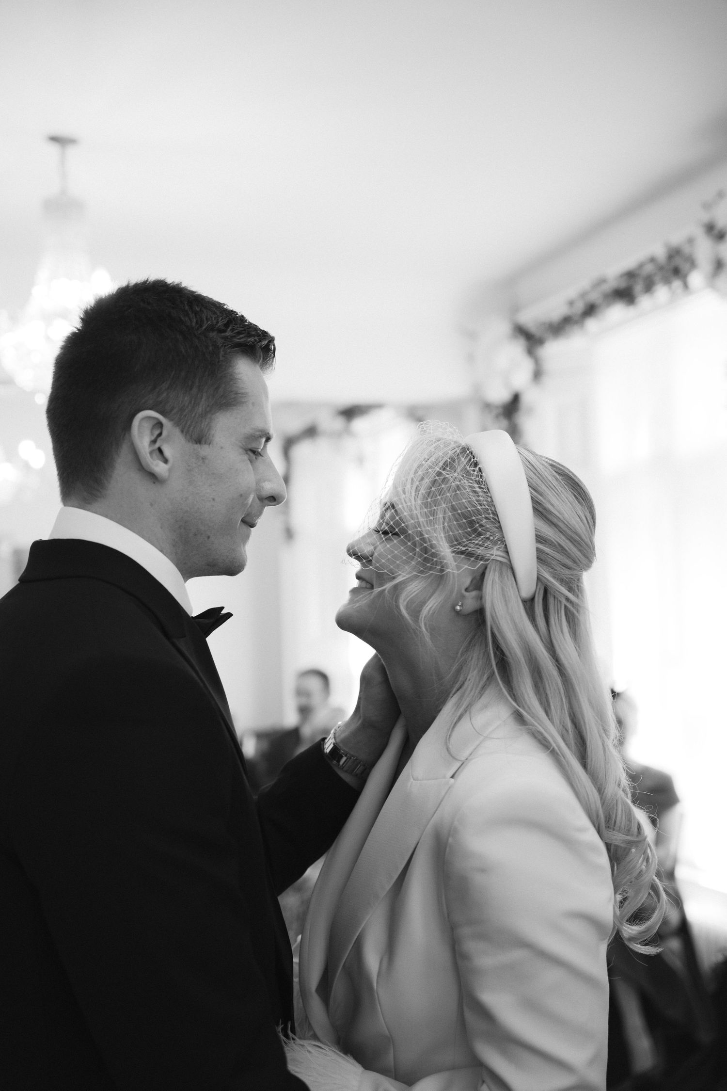 Bride and groom just before the first kiss