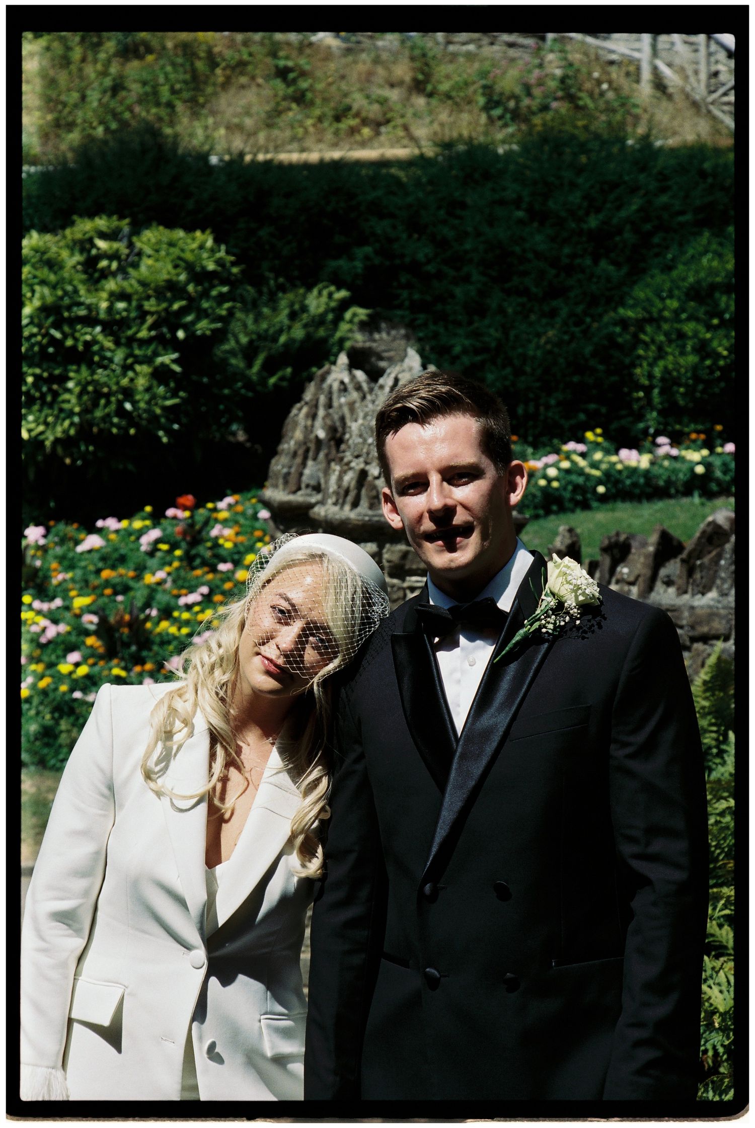 Wedding portrait on 35mm film at Guildford Castle.
