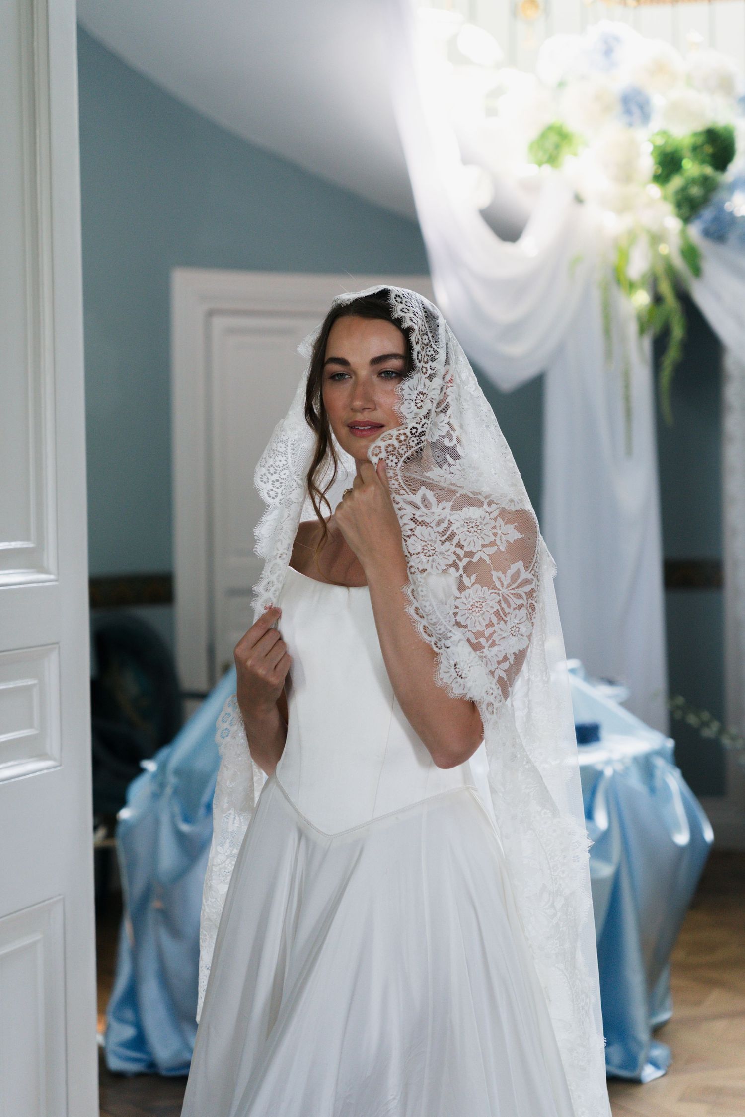 Mantilla veil editorial portrait